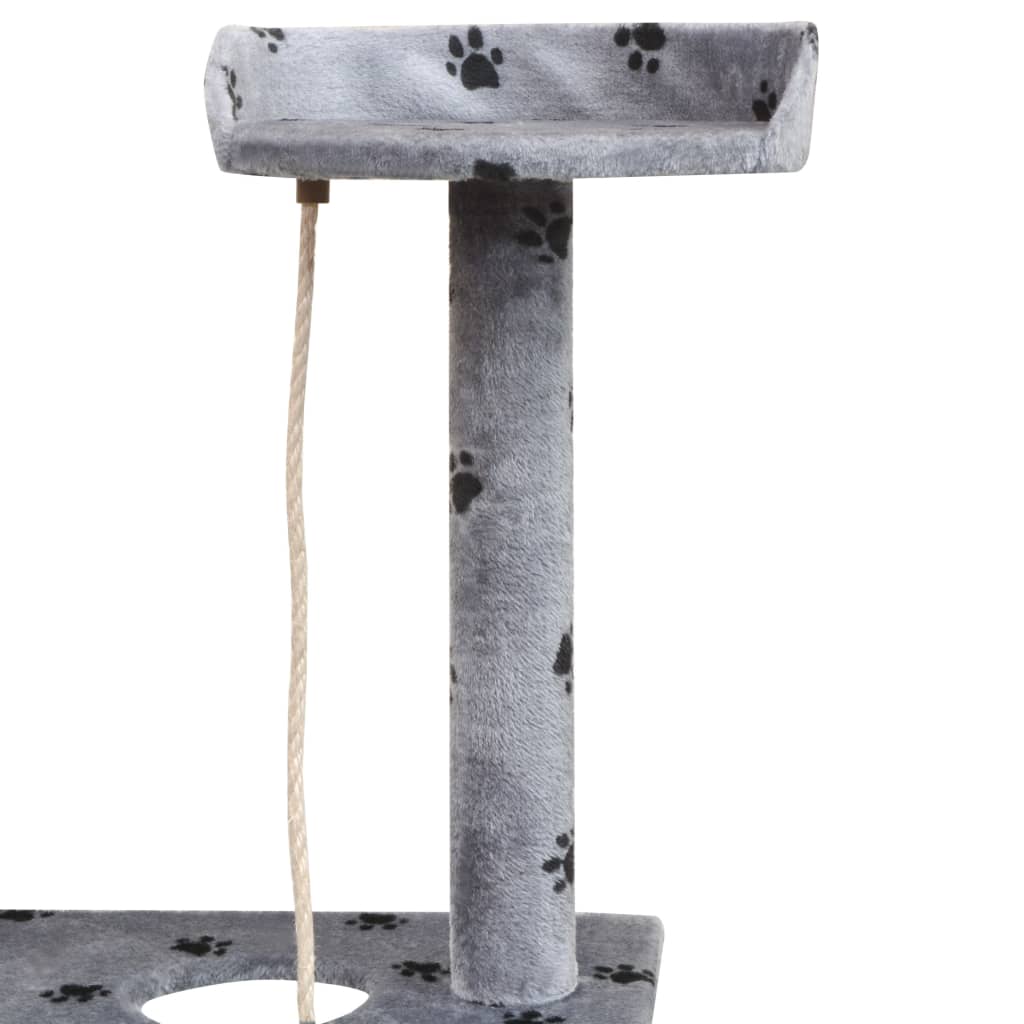 Szürke macskabútor mancsnyomokkal és szizál kaparófákkal 150 cm - Image 4