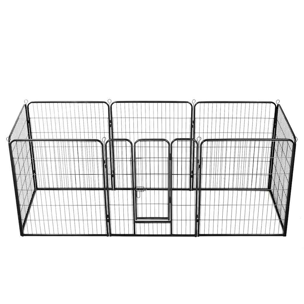 Fekete színű acél kutyakennel 8 panelből 80 x 100 cm - Image 2