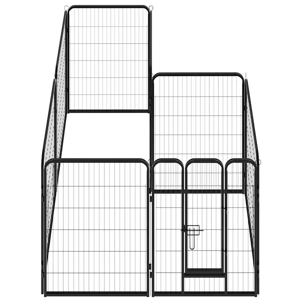 Fekete színű acél kutyakennel 8 panelből 80 x 100 cm - Image 3