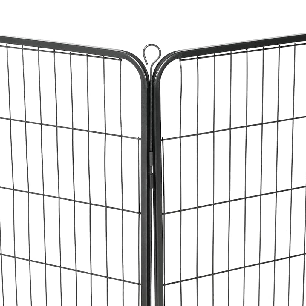 Fekete színű acél kutyakennel 8 panelből 80 x 100 cm - Image 5