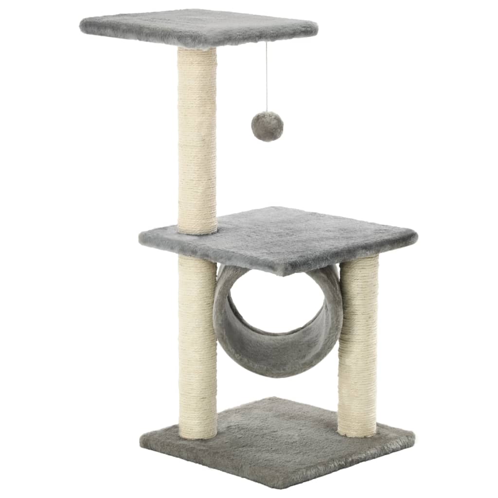 Szürke macskabútor szizál kaparófákkal 65 cm - Image 2