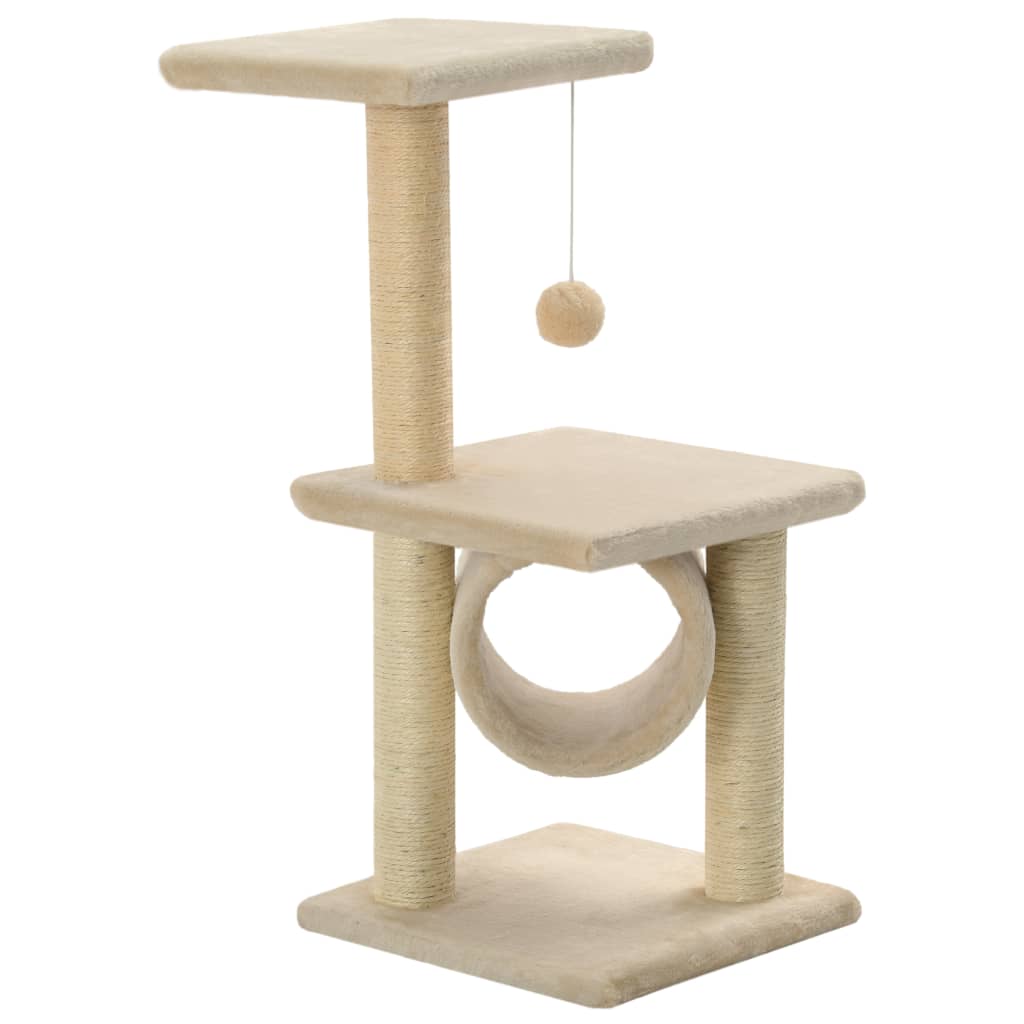 Bézs macskabútor szizál kaparófákkal 65 cm - Image 2