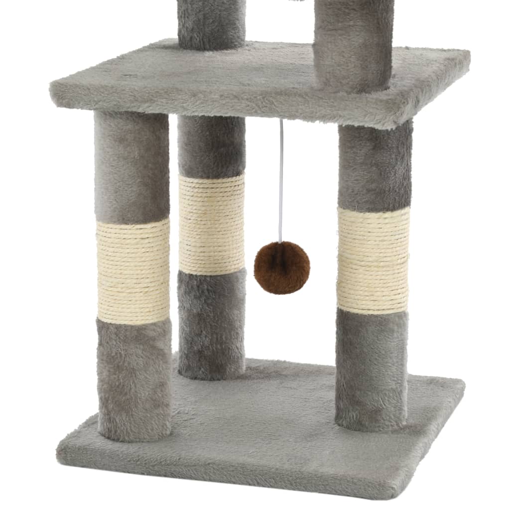 Szürke macskabútor szizál kaparófákkal 65 cm - Image 4
