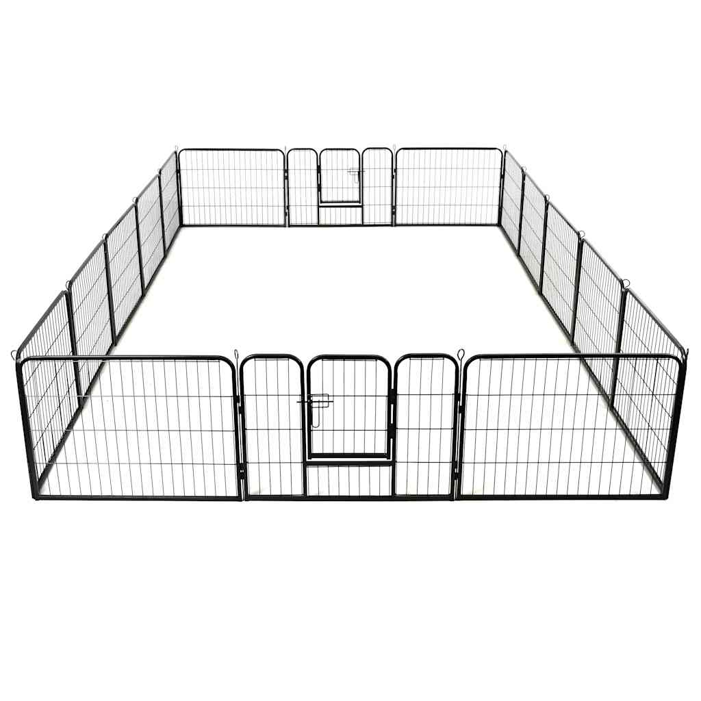 Fekete színű acél kutyakennel 16 panelből 60 x 80 cm - Image 2