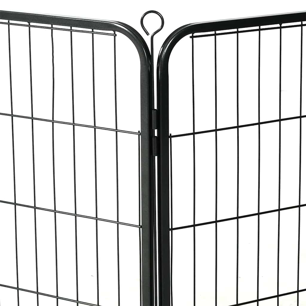 Fekete színű acél kutyakennel 16 panelből 60 x 80 cm - Image 4