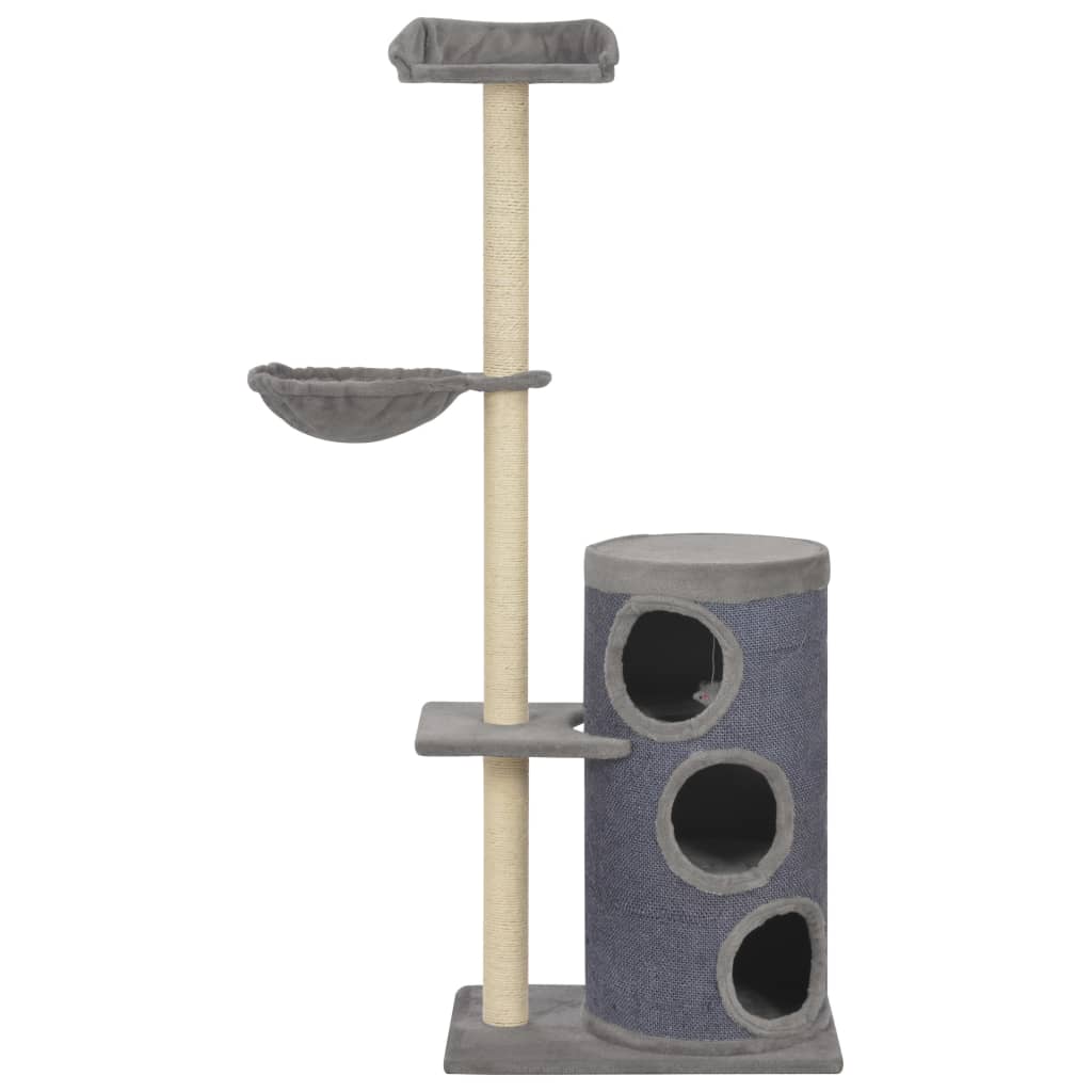 Szürke macskabútor szizál kaparófákkal 148 cm - Image 2