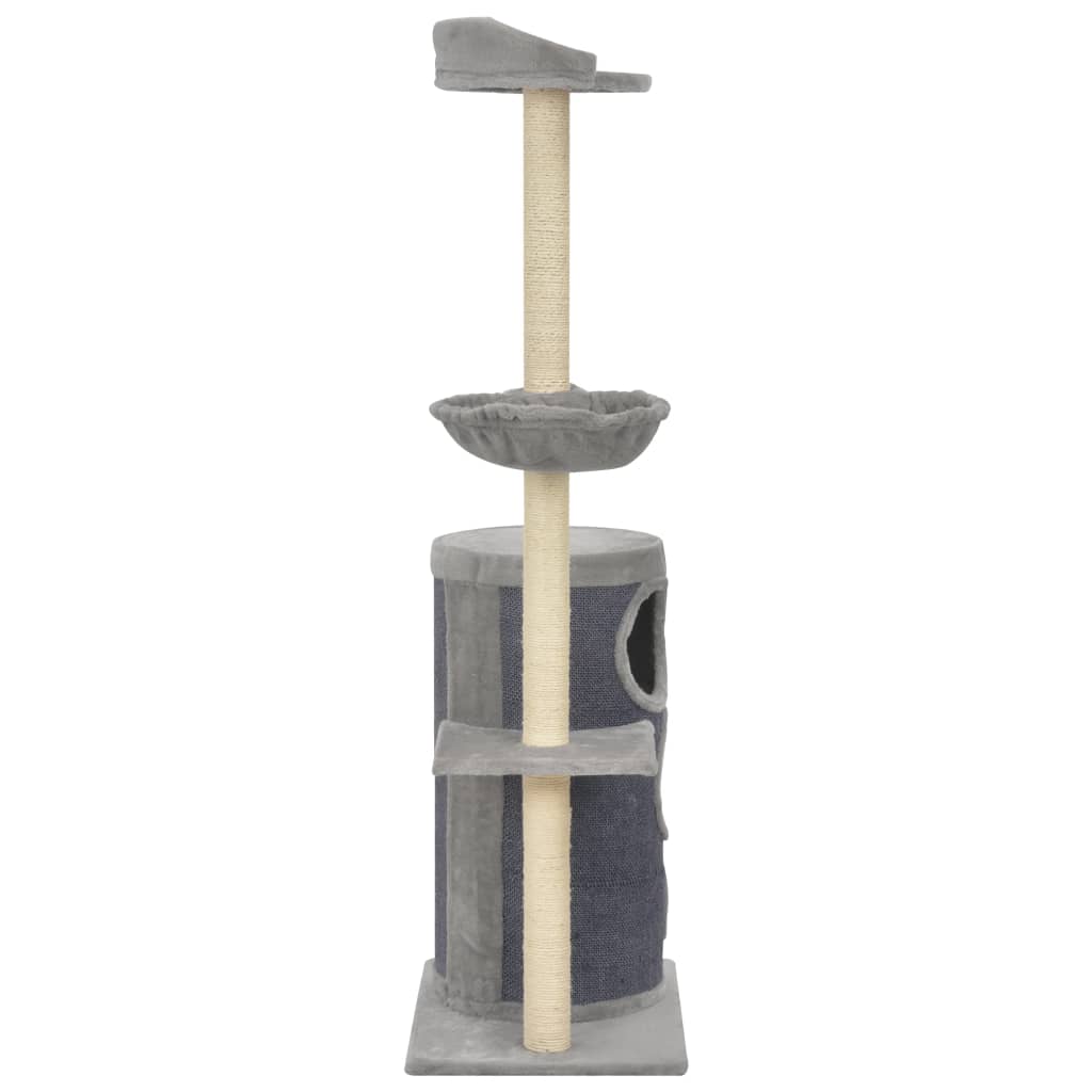 Szürke macskabútor szizál kaparófákkal 148 cm - Image 3