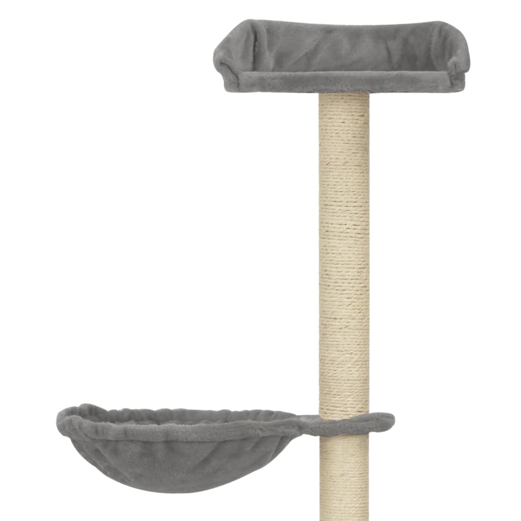 Szürke macskabútor szizál kaparófákkal 148 cm - Image 4