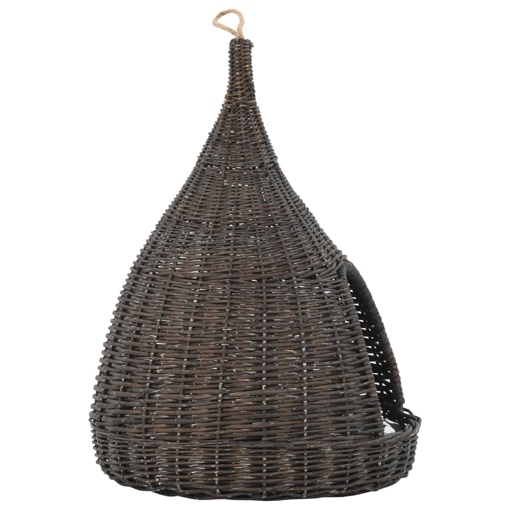 Szürke természetes fűzfa macskaház párnával és tipi-sátorral - Image 5