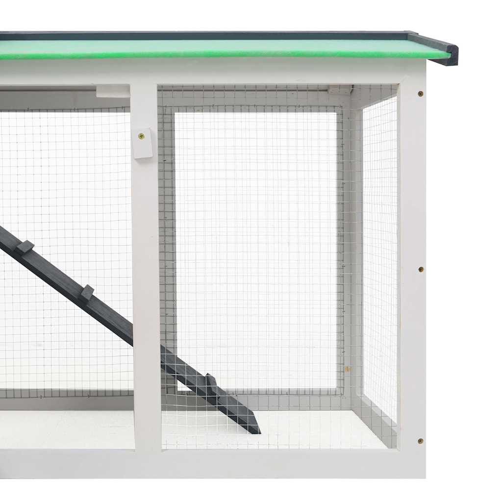 Szürke és fehér fa kültéri nyúlketrec 145 x 45 x 84 cm - Image 5