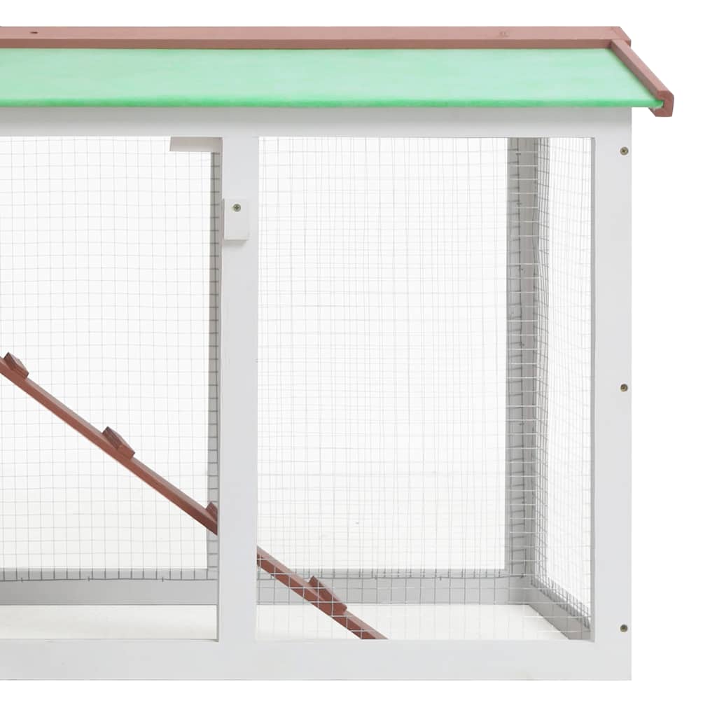 Barna és fehér fa kültéri nyúlketrec 145 x 45 x 84 cm - Image 5