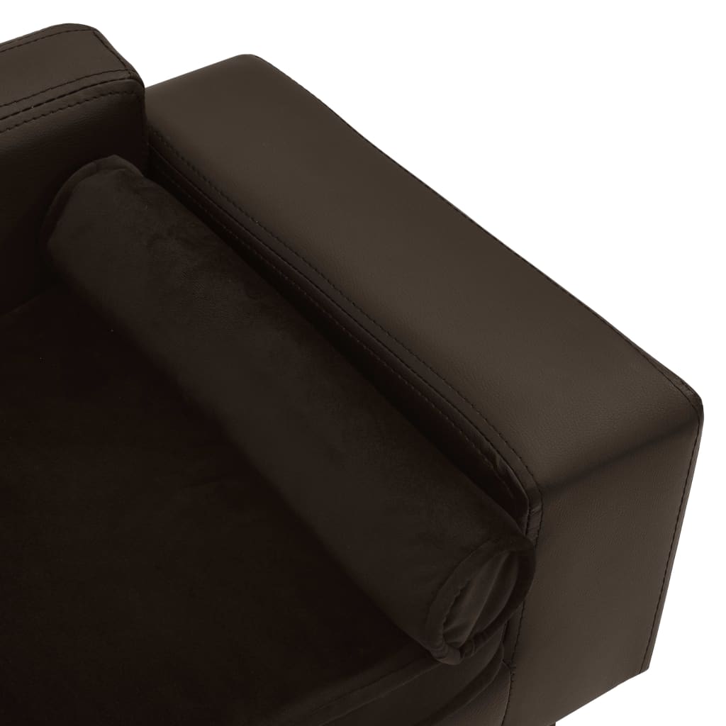 Szürke plüss és műbőr kutyakanapé 81 x 43 x 31 cm - Image 5
