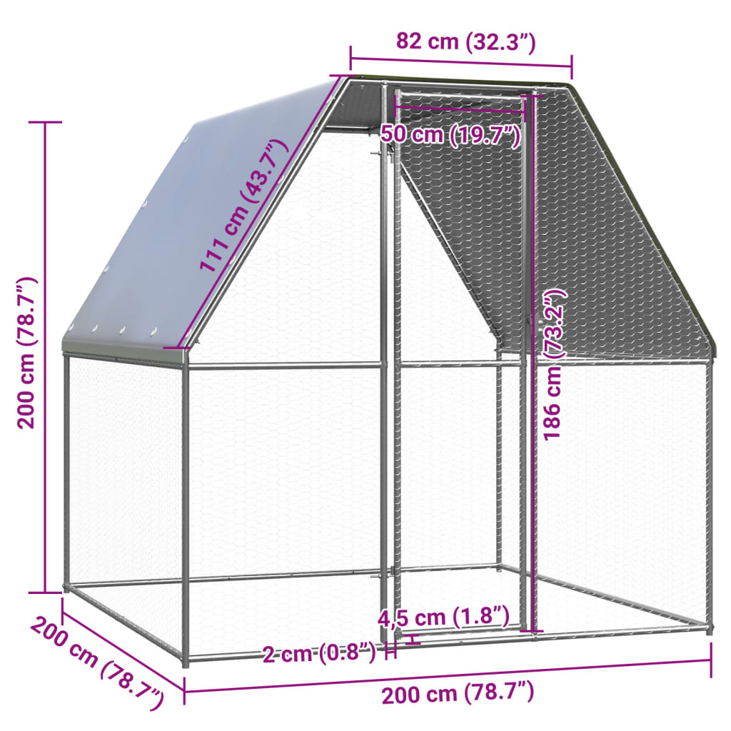 Kültéri horganyzott acél tyúkól 2 x 2 x 2 m - Image 4