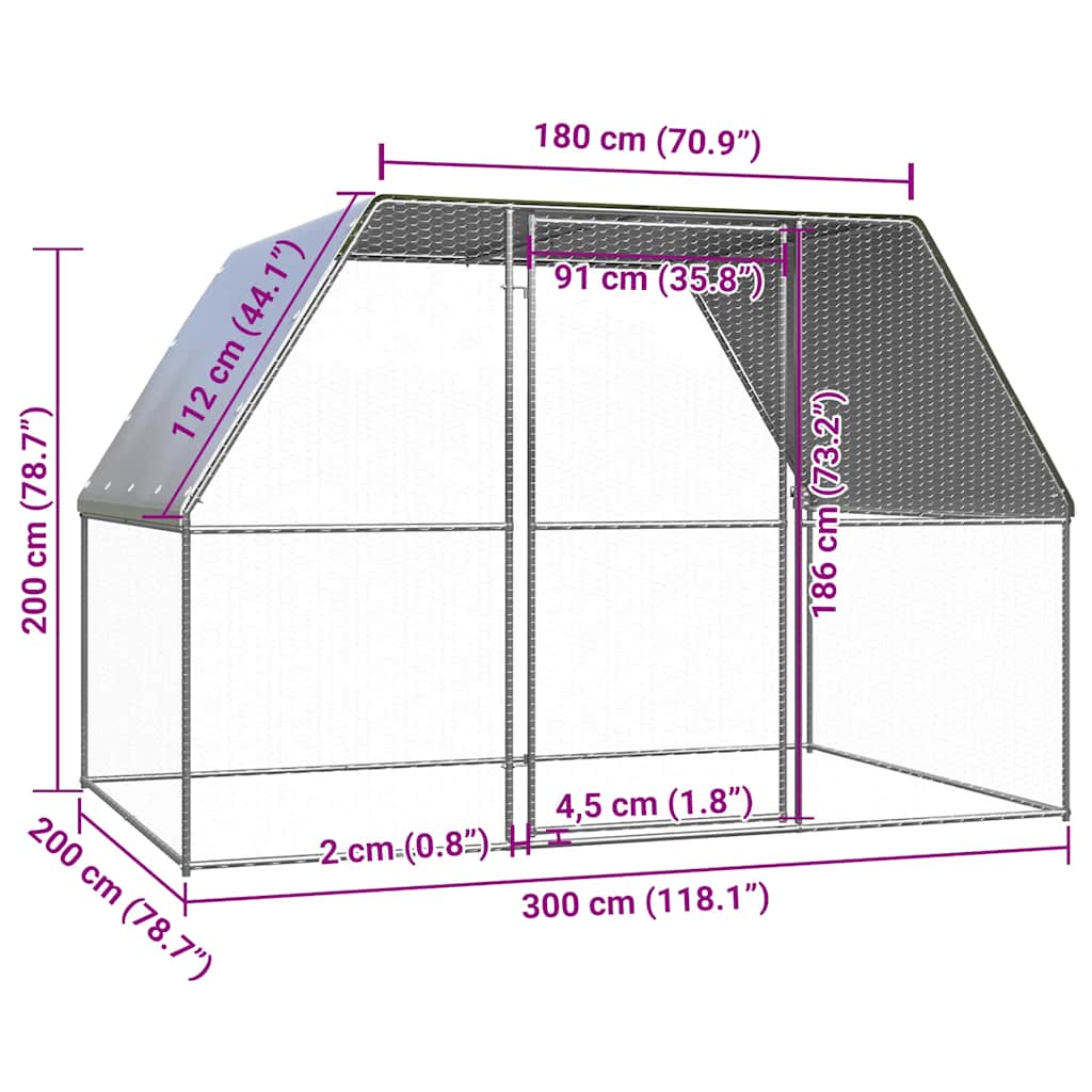 Kültéri horganyzott acél tyúkól 3 x 2 x 2 m - Image 4