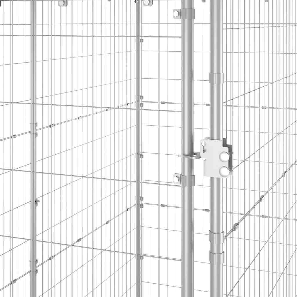 Kültéri horganyozott acél kutyakennel tetővel 110x220x180 cm - Image 5