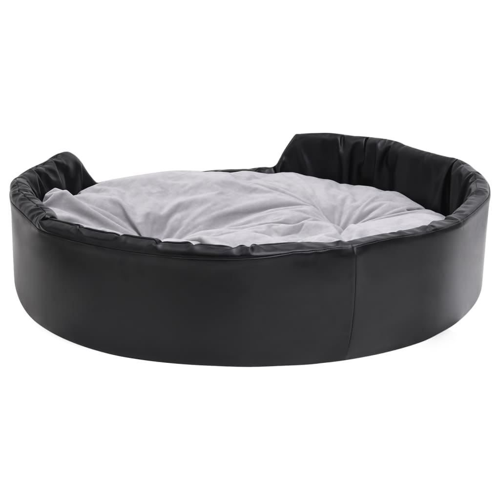 Fekete-szürke plüss és műbőr kutyaágy 99 x 89 x 21 cm - Image 4