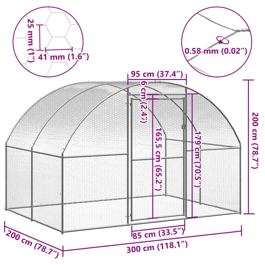 Kültéri horganyzott acél tyúkól 3 x 2 x 2 m - Image 4