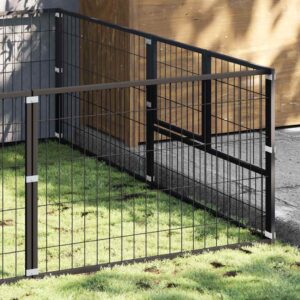 Fekete acél kutyakennel 4 m²