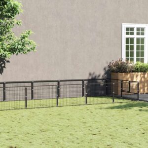 Fekete acél kutyakennel 20 m²