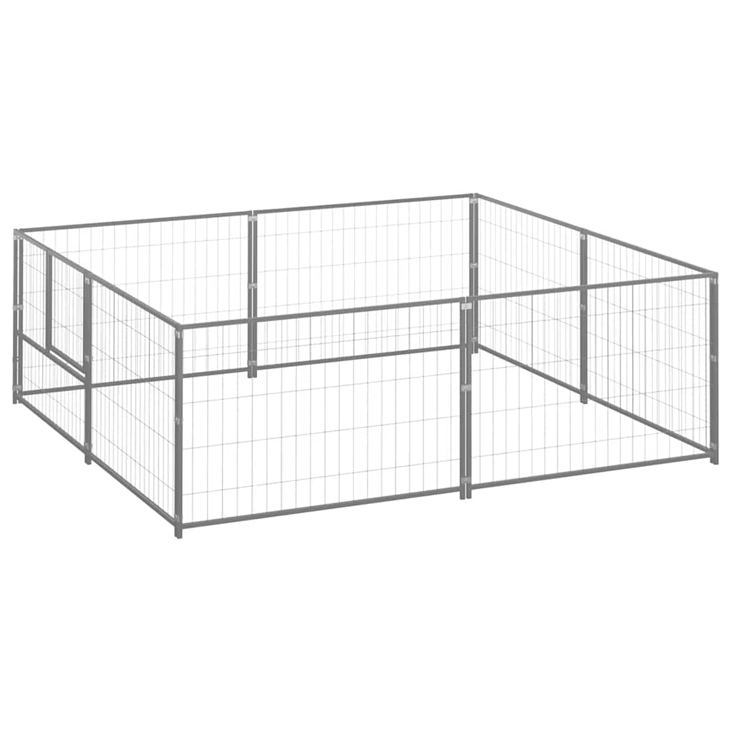 Ezüstszínű acél kutyakennel 4 m² - Image 2