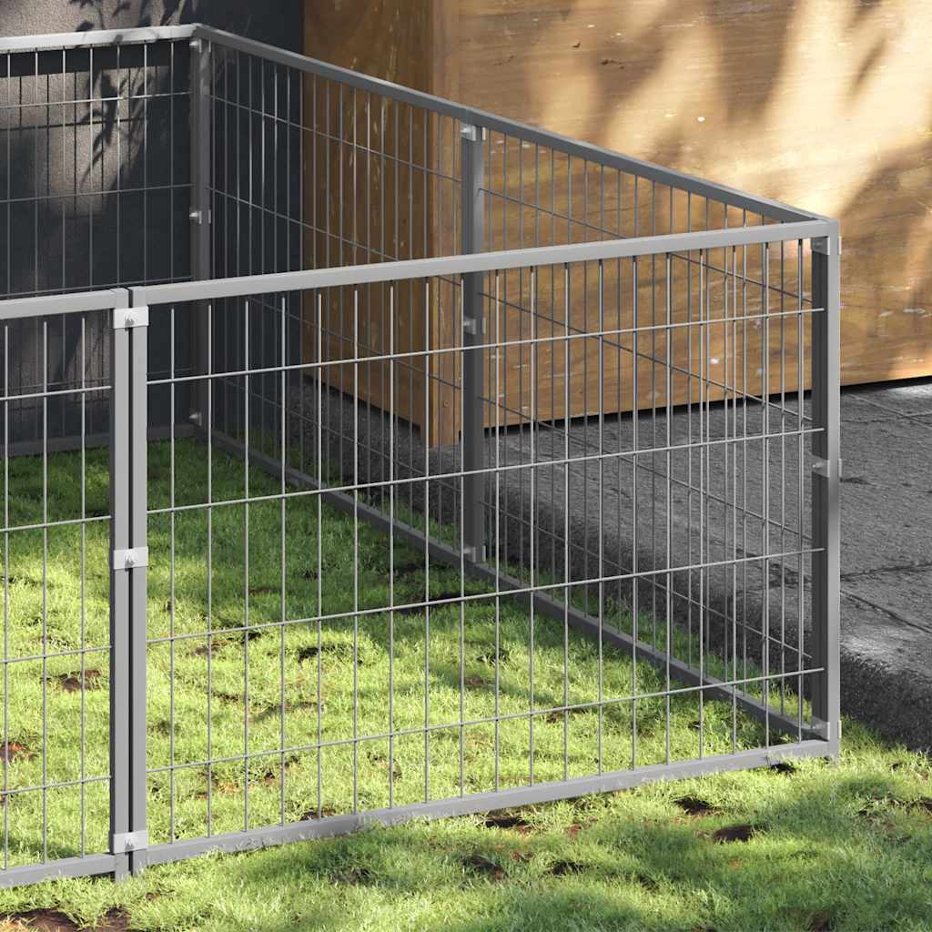 Ezüstszínű acél kutyakennel 4 m² - Image 3