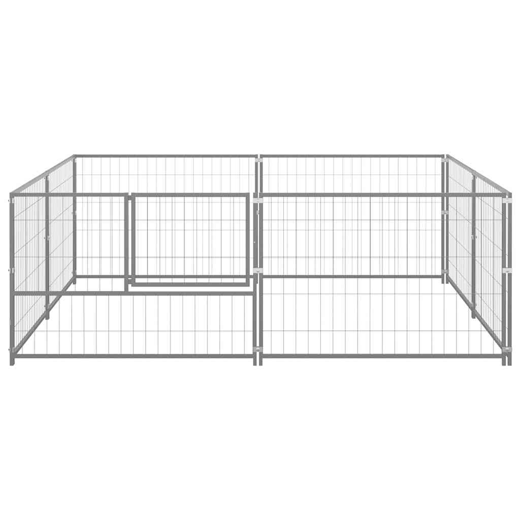 Ezüstszínű acél kutyakennel 4 m² - Image 5