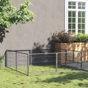 Ezüstszínű acél kutyakennel 4 m²