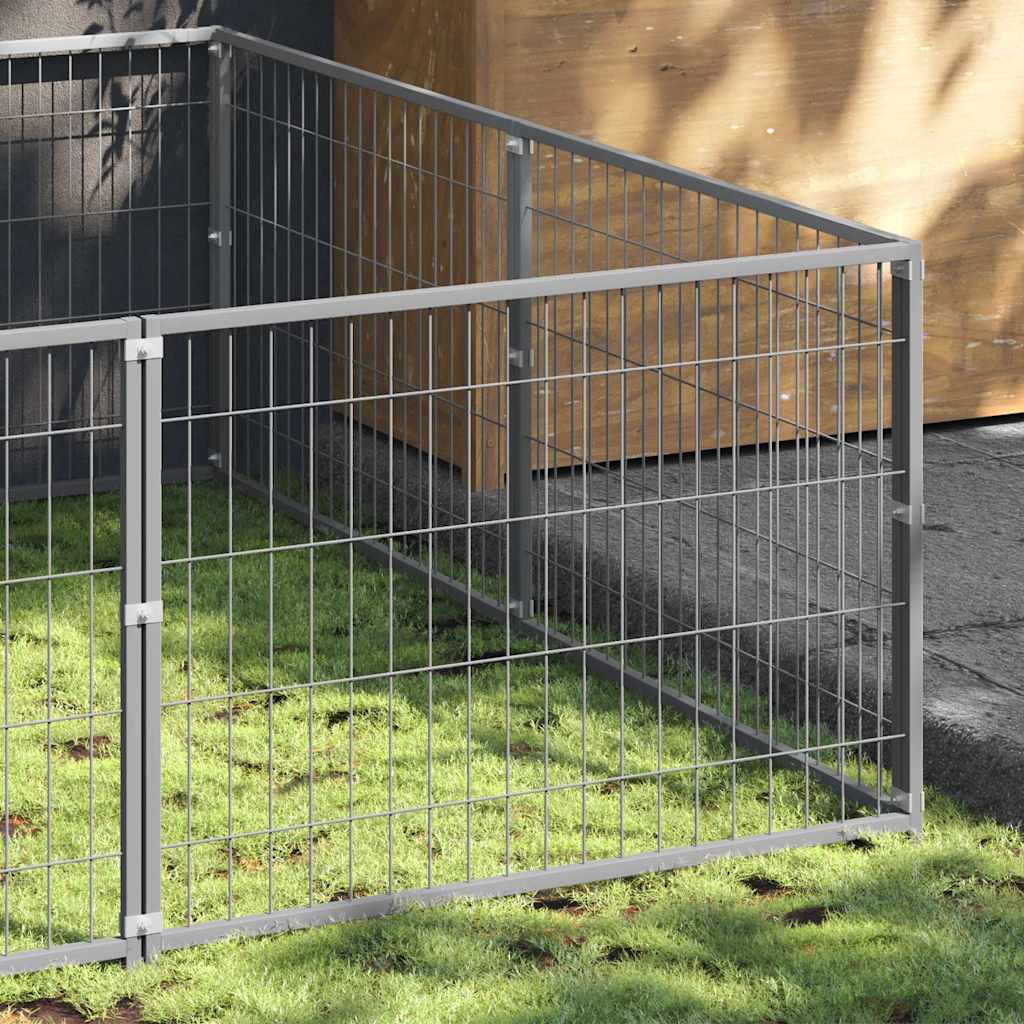 Ezüstszínű acél kutyakennel 6 m² - Image 3