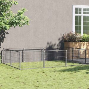 Ezüstszínű acél kutyakennel 6 m²