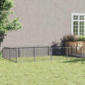 Ezüstszínű acél kutyakennel 8 m²