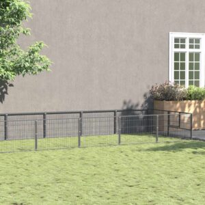 Ezüstszínű acél kutyakennel 12 m²