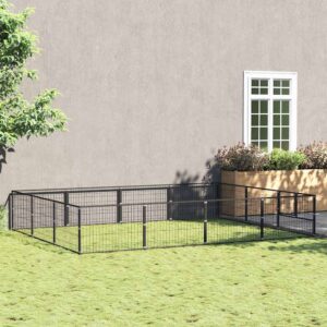 Fekete acél kutyakennel 12 m²