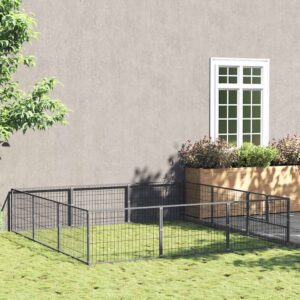 Ezüstszínű acél kutyakennel 9 m²