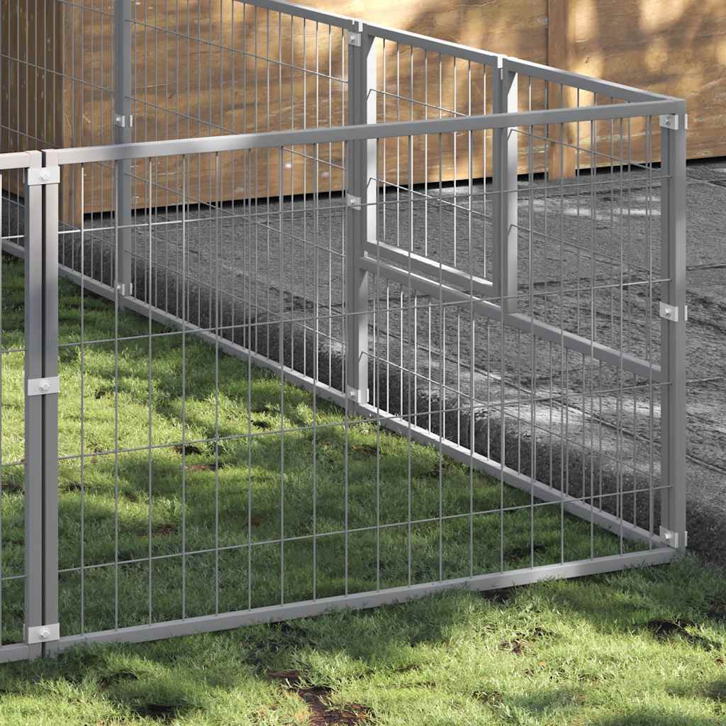 Ezüstszínű acél kutyakennel 12 m² - Image 4