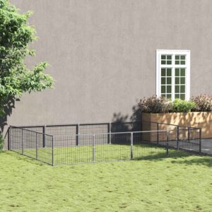 Ezüstszínű acél kutyakennel 12 m²