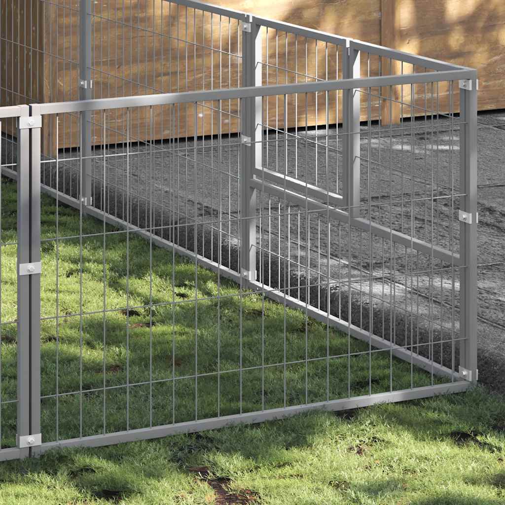 Ezüstszínű acél kutyakennel 18 m² - Image 4