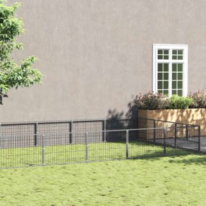 Ezüstszínű acél kutyakennel 30 m²