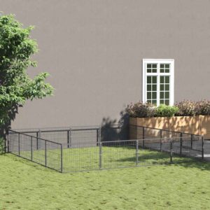 Ezüstszínű acél kutyakennel 16 m²