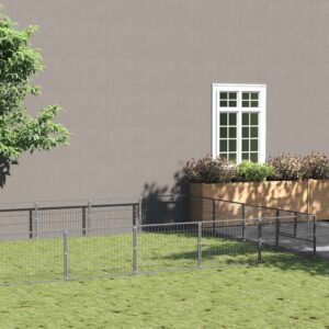 Ezüstszínű acél kutyakennel 24 m²
