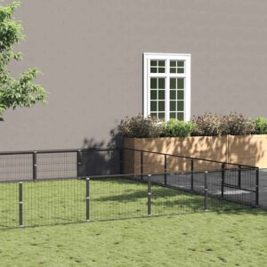 Fekete acél kutyakennel 25 m²