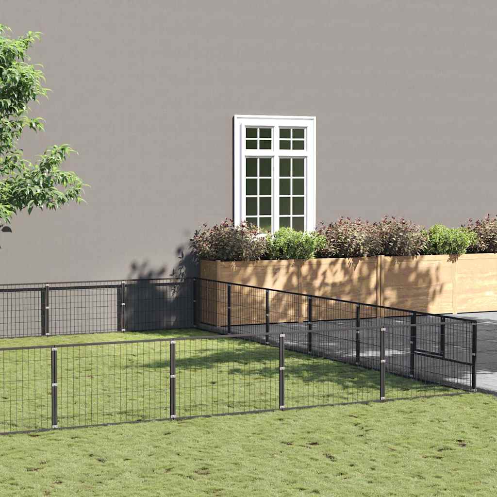 Fekete acél kutyakennel 36 m²