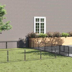Fekete acél kutyakennel 60 m²
