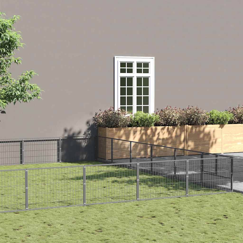 Ezüstszínű acél kutyakennel 36 m²