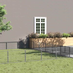 Ezüstszínű acél kutyakennel 48 m²