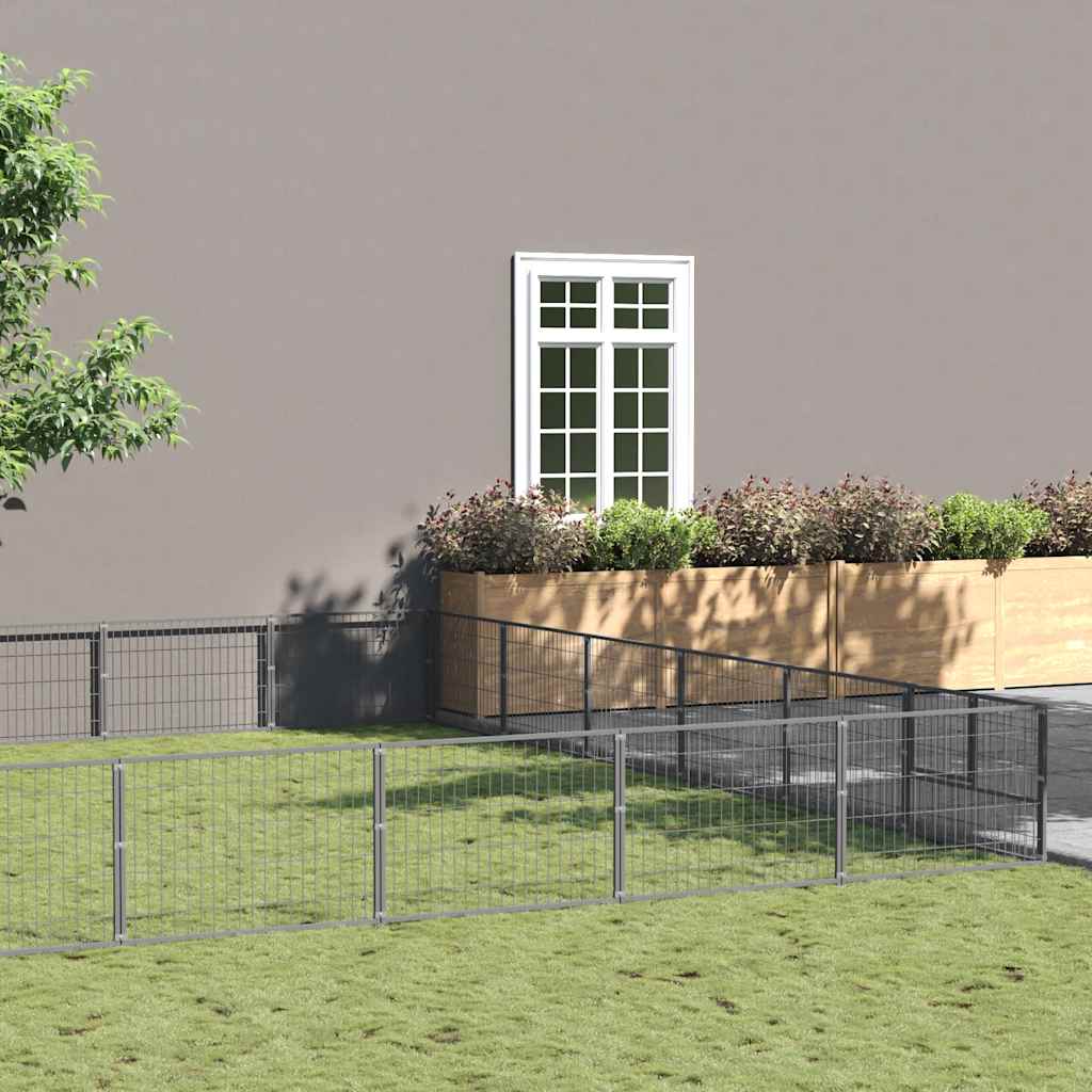 Ezüstszínű acél kutyakennel 54 m²