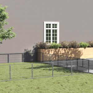 Ezüstszínű acél kutyakennel 60 m²