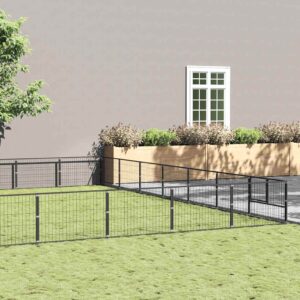 Fekete acél kutyakennel 49 m²