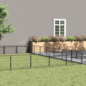 Fekete acél kutyakennel 63 m²