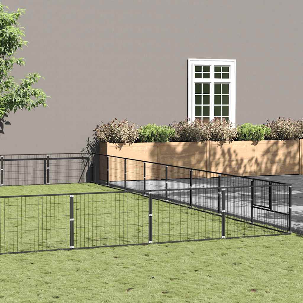 Fekete acél kutyakennel 64 m²
