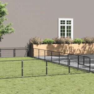 Fekete acél kutyakennel 80 m²